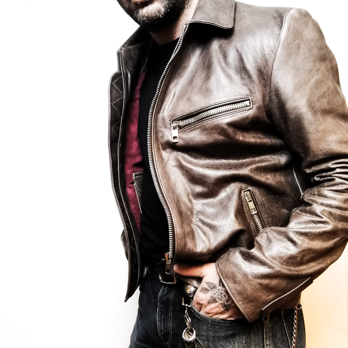 James Dean Leather Jacket Manolo Cremallera